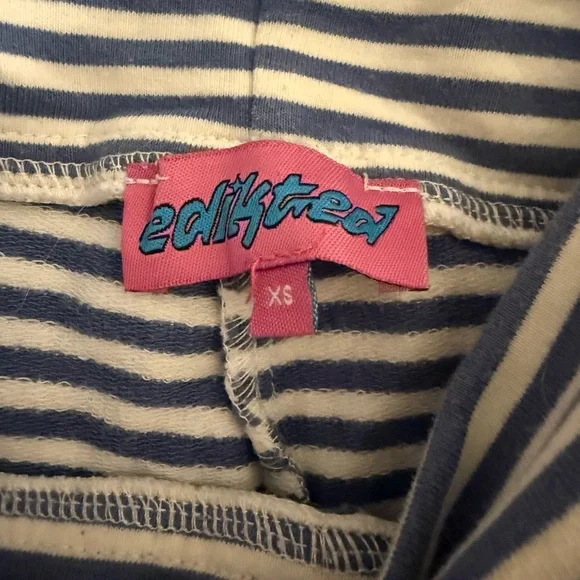 edikted Blue and White Striped fold over pants - Picture 2 of 2